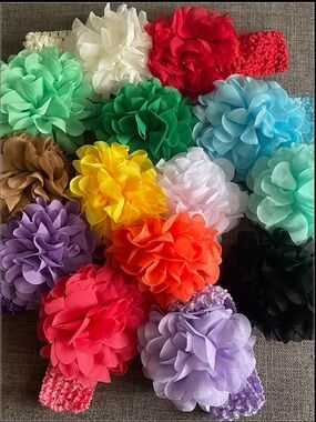 Kids Flower Hair Band Set of 14 – Multi-Color Floral Accessories